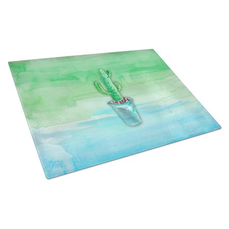 CAROLINES TREASURES Cactus Teal & Green Watercolor Glass Cutting Board Large BB7362LCB